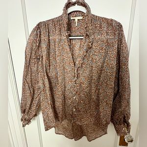 Maje stand collar high/low blouse